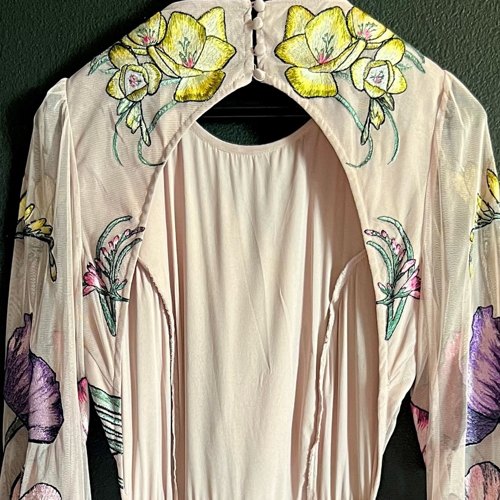 ASOS EDITION Floral Embroidered Maxi Dress Dress with Open Back | Size 8 - Picture 5 of 6